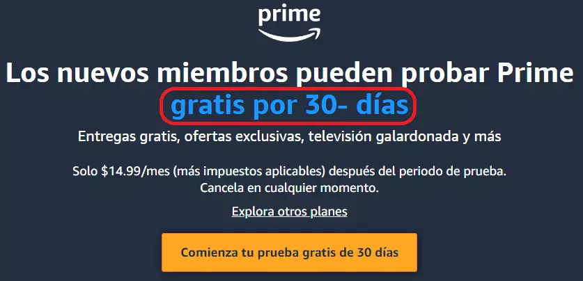 Oferta inicio Amazon prime
